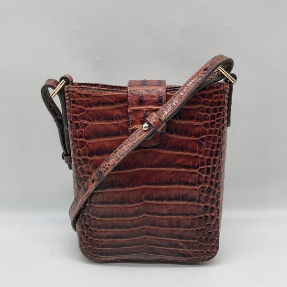 Brahmin Pecan Croc Embossed Leather Marley Crossbody Bag - Picture 2 of 10